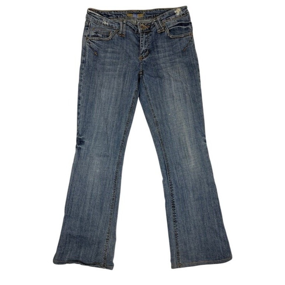 H&G Women Bootcut Jeans Medium Wash Embroidered Low Rise Blue Denim Size 9 10562